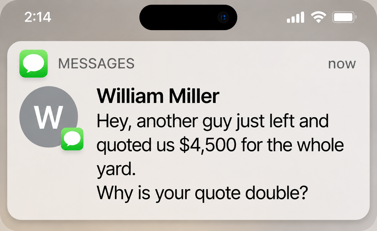 Homeowner text: Another contractor quoted $4,500 with no excavation. Why is your quote double?